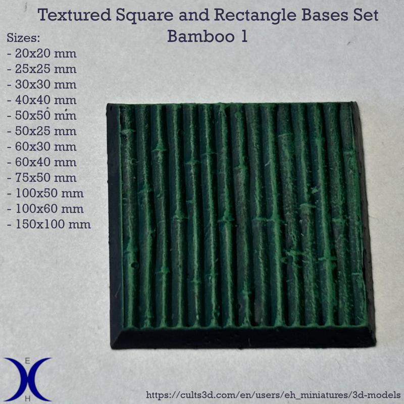 Square and Rectangle Bases Set – Bamboo 1 Texture (20–150mm) | Perfect for Tabletop Wargames & RPG's