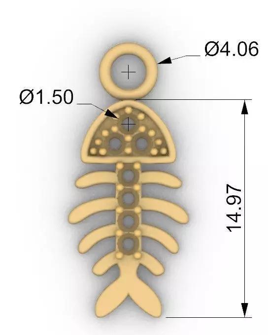 Dead fish charm charm esqueleto de pescado