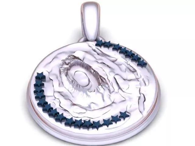 BLUE STAR COIN PENDANT 3D PRINTABLE MODEL