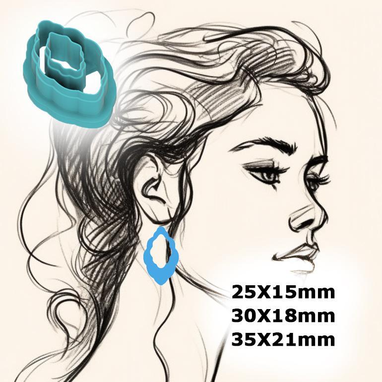 cutter for polymer clay in 3 dimensions, rounded rhombus