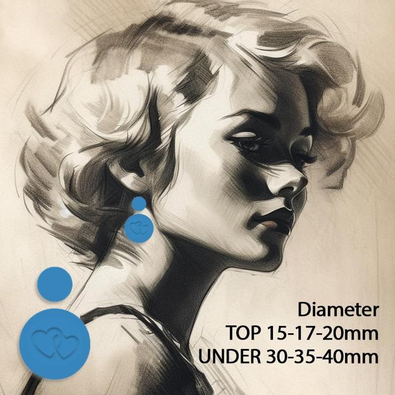 polymer clay cutter in three sizes, double circle with two internal hearts