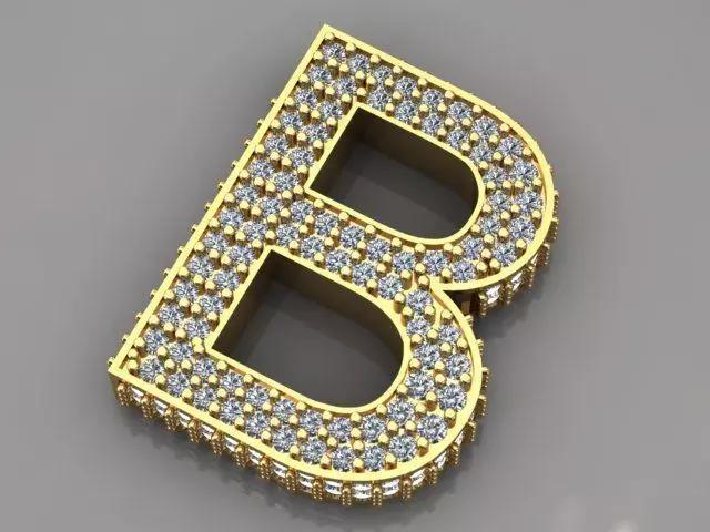 B pendant necklace with gems