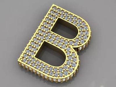 B pendant necklace with gems