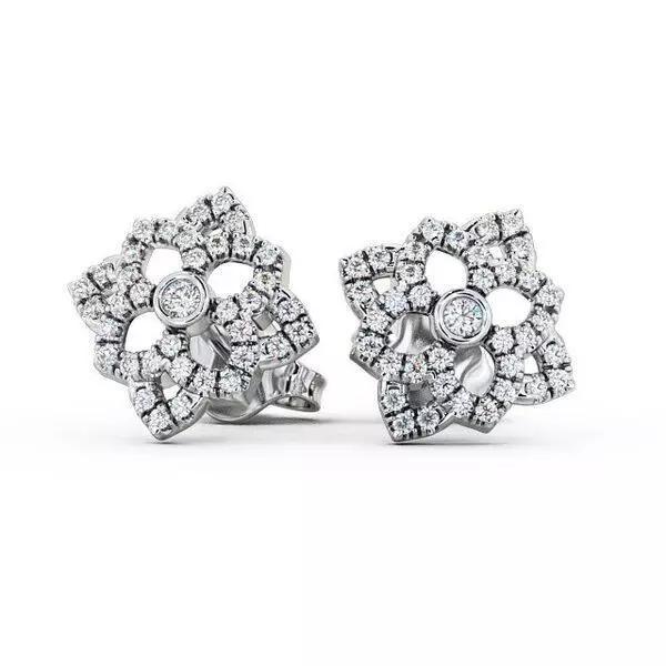 stl file two diamond flower stud earrings gold
