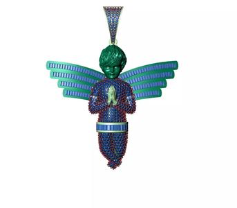 Angel  Pendant Baguette Diamond Angel Baby Pendant