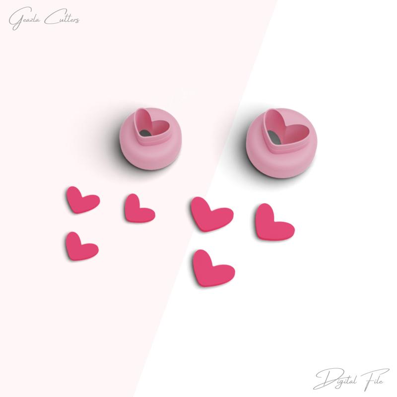 Heart Stud Clay Cutter, Valentine's Day Polymer Clay Cutter, Mini Clay Cutters, 2 Sizes Included, Digital STL File, No: 1283