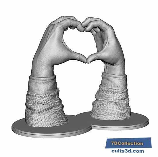 Realistic Hands Heart Sculpture - Love Gesture, Gift for Her, Gift for Him, Decorative Art for Weddings, 3D Printable STL