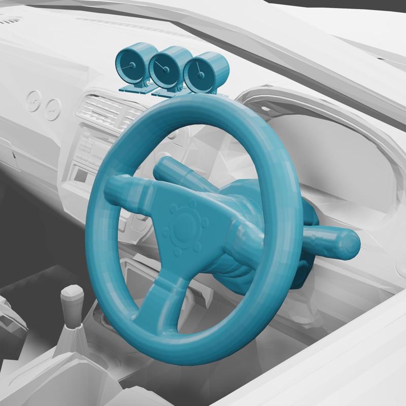 CIVIC SI VEILSIDE SPOILER, SIDE MIRRORS, STEERING WHEEL, NITRO BOTTLE, TACOMETER