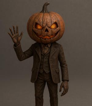 Pumpkin Man Realistic Jack-o'-Lantern Tabletop Figurine (3D Printable STL)  Halloween 2025