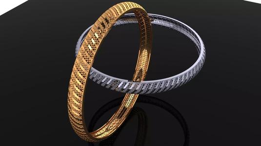 1150 Perforated Detail Gold Bangle 61MM-10gm