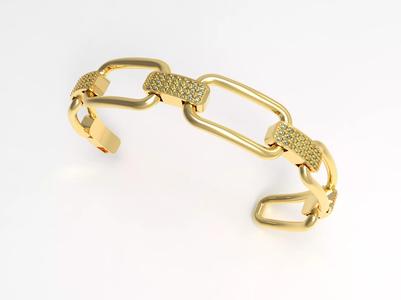 Diamond Set Open Link Gold Bracelet