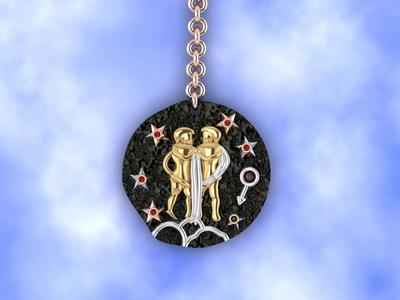 Gemini zodiac coin necklace