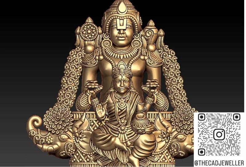 Divine Lakshmi Narayana 3D Idol Design Jewelry CAD Art