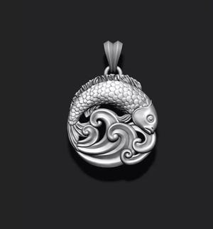 Fish and waves pendant