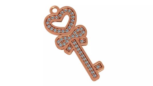 Love Heart Key Pendant