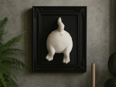 Cat-in-Frame Wall Art – Pop-Out Cat Butt Sculpture