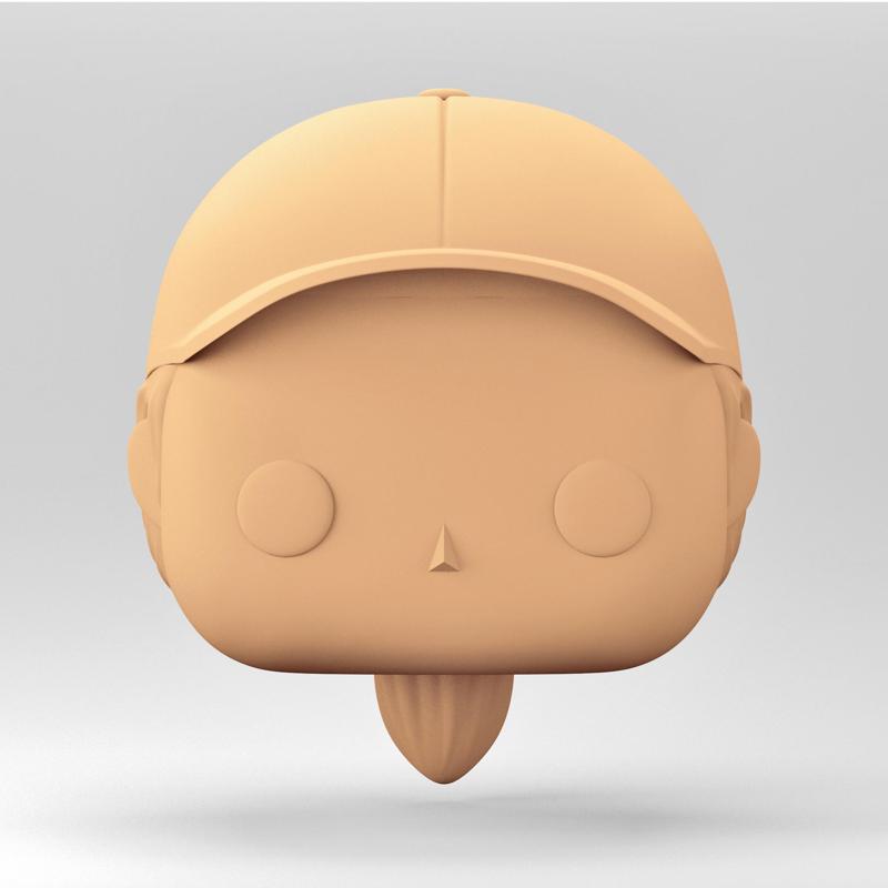 A female head in a POP style. A ponytail and a cap. WH_4-3