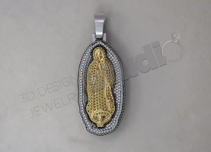 Mary of Guadeloupe iced out pendant