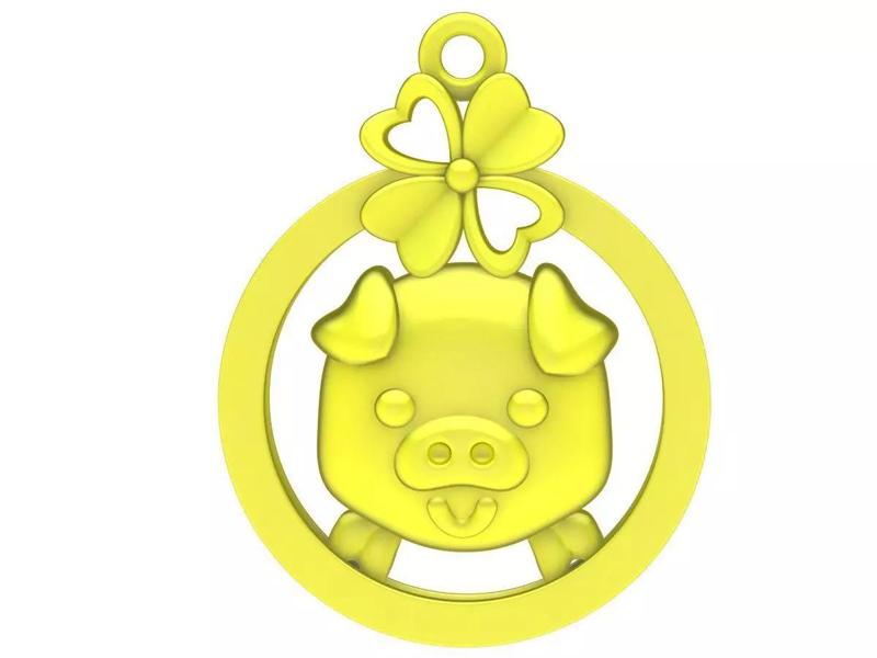 7000 Kute four leaf clover kute pig pendant
