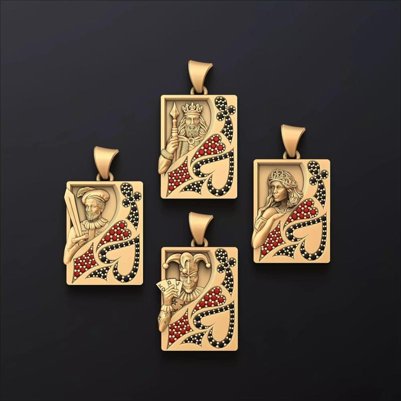 Playing Cards King Queen Jack Joker Pendants Set