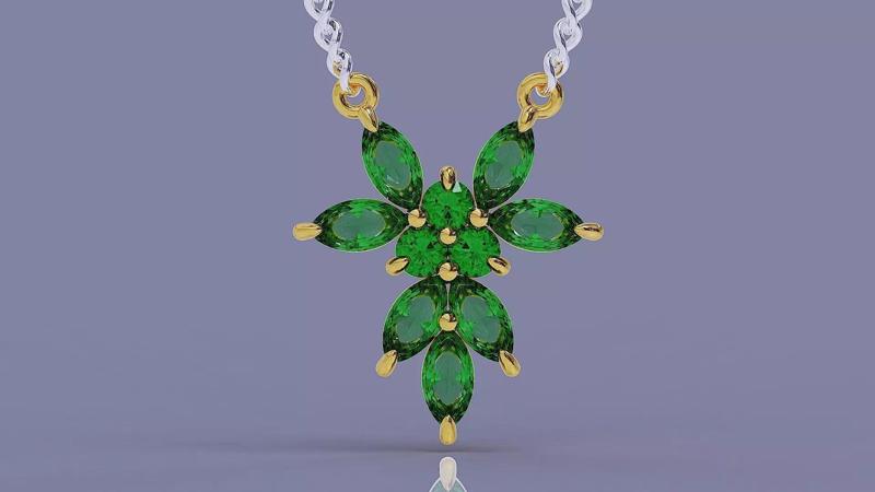 Prong set marquise and round shape diamond pendant