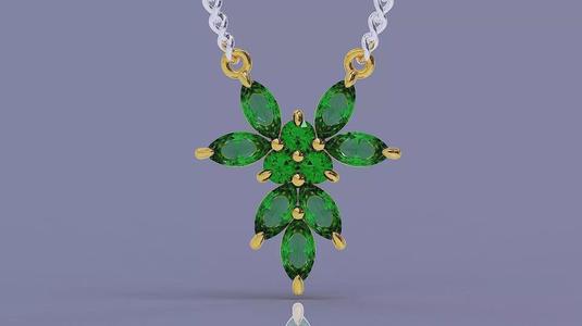 Prong set marquise and round shape diamond pendant