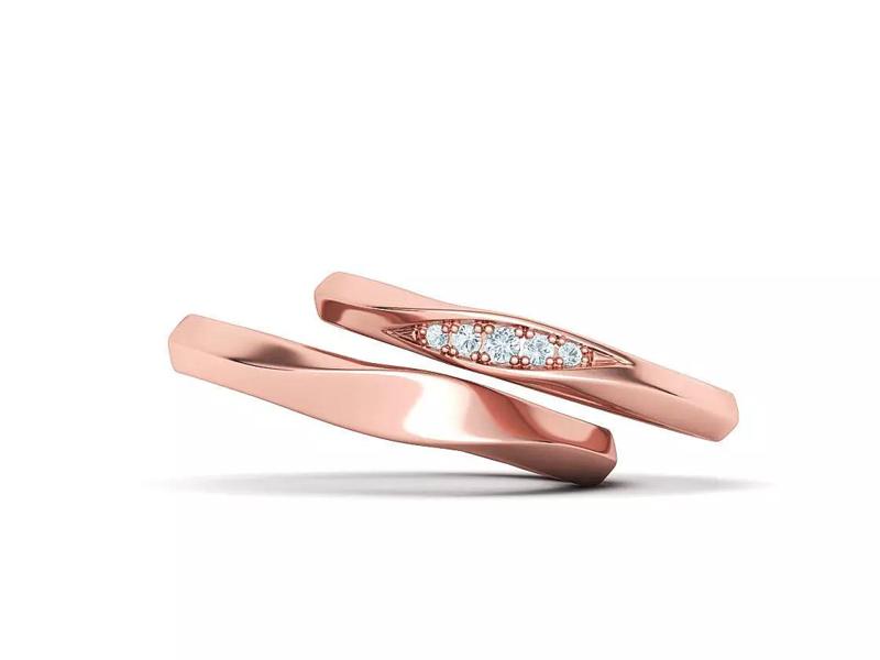 Twisted Wedding Band Rings Mobius Bridal Set 3D Model Collection