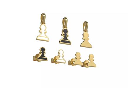 Pawn pendant and earrings chess set
