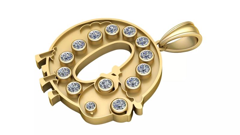 gold initial  pendant 3D printable model
