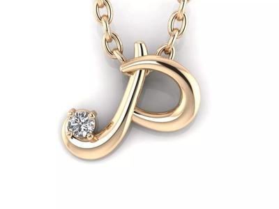 Pendant P letter gold with diamonds