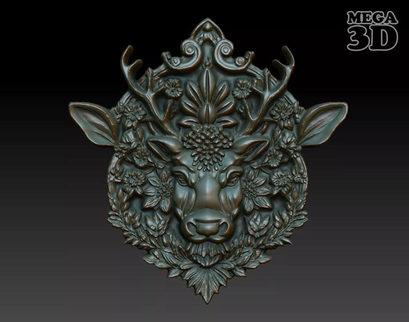 Stag Pendant Bas Relief 08 230612