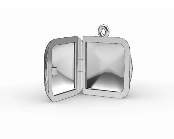 Square locket with integrated hinge and clasp - 20mm