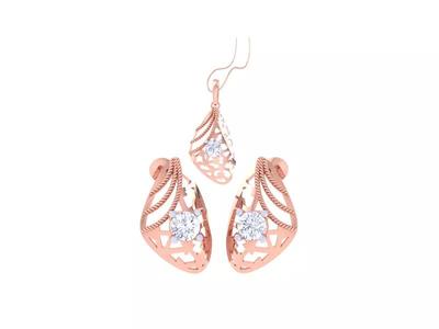 Solitaire Earring Pendant Set 3dm STL OBJ FBX Renders Details