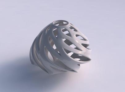 Vase footed baluster with smooth cuts twisted and squeezed