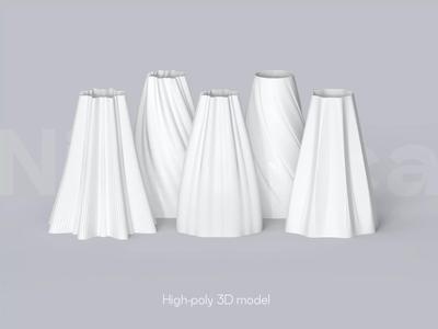 Vase Set STL Files for 3d Printing 3D Printable Vase Collection