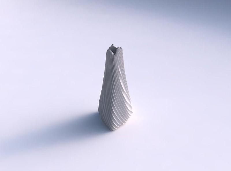 Vase puffy tipped triangle with bent extruded lines 3