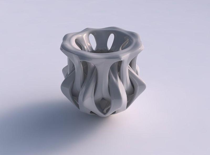 Vase inside a funnel vase with intersection through cuts sque...