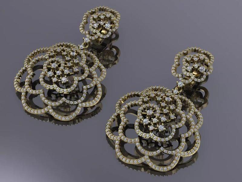 Jewlery Flower Earrings Gold MM-0068