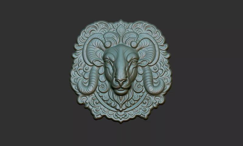 Sheep Pendant Bas Relief 01