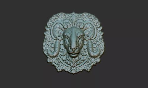 Sheep Pendant Bas Relief 01