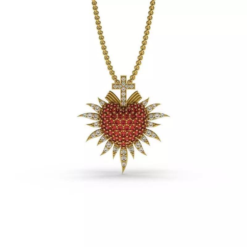 Sacred Heart Pendant - Jewelry - 3D - PG-211