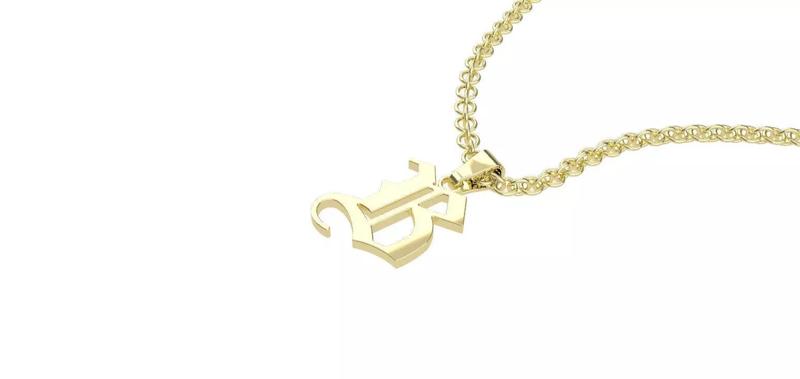 Gothic B letter pendant