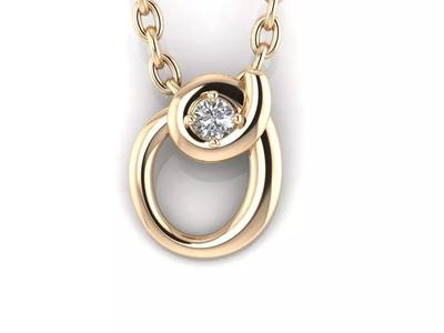 Pendant O gold ring with diamond in center