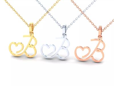 B VALENTINE PENDANT  HANDMADE FONT