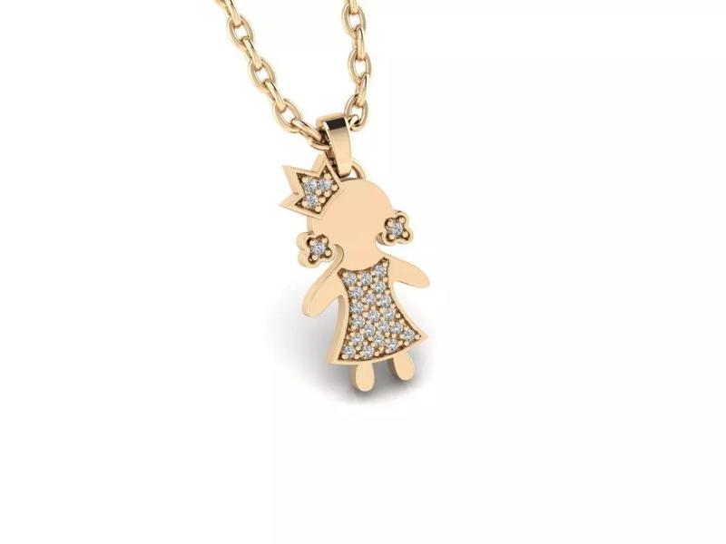 Pendant 1 girl gold with diamonds