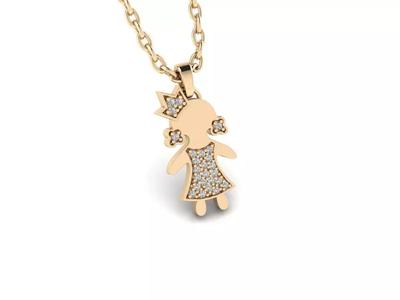 Pendant 1 girl gold with diamonds