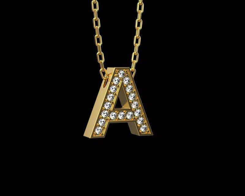 Pendant letter A with stones N13
