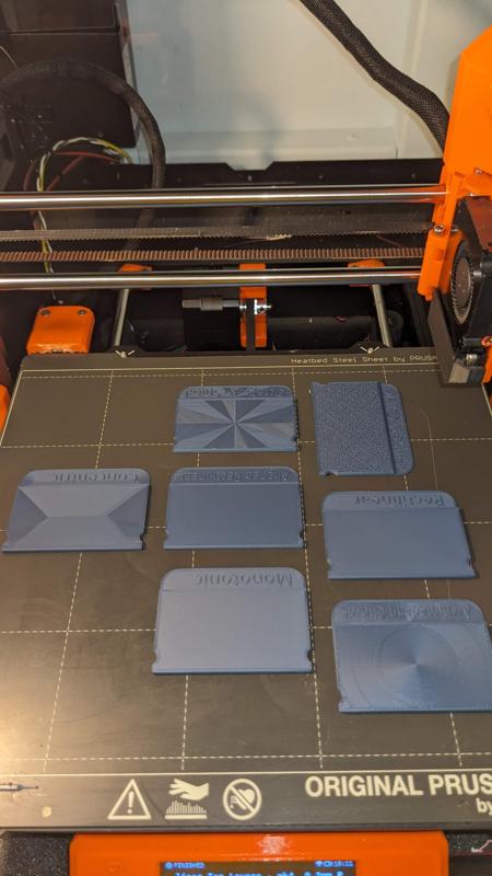 MK4 0.4 nozzle top layer infill sample cards