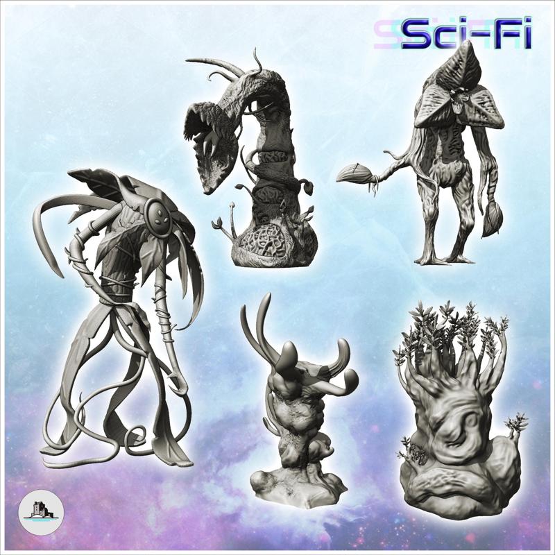 Set of alien carnivorous plants (4) - Future Sci-Fi SF Post apocalyptic Tabletop Scifi Wargaming Planetary exploration RPG Terrain