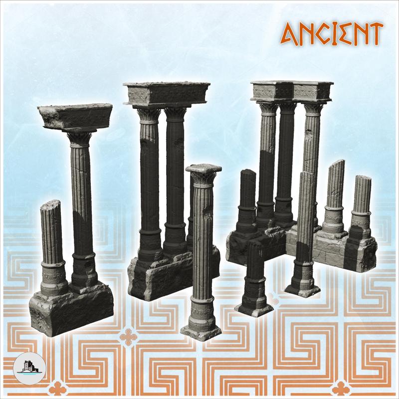 Set of ruined antique columns (1) - Ancient Classic Old Archaic Historical 28mm 20mm 15mm